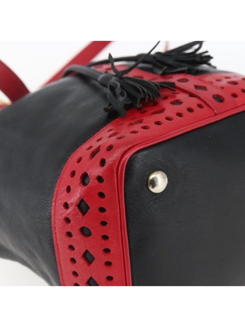Authentic SAINT LAURENT Shoulder Bag Leather Black Red gold - Picture 3 of 16